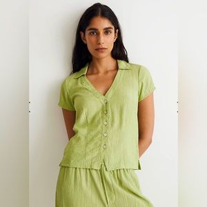 Madewell Notched V-Neck Button-Up Top